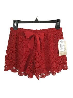Soulmates Womens Small Red Crochet Elastic Waist Shorts